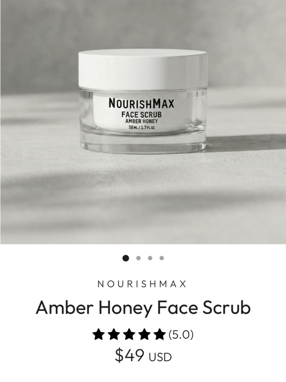 New! Amber Honey Face Scrub — White Jar